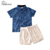 2020 Baby Summer Clothing 2Pcs Toddler Kids Baby Boys Clothes Leaves Print T-Shirt Tops+Short Pants Outfits 1-6Years
