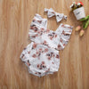 2020 Baby Summer Clothing Infant Newborn Baby Girl Floral Romper Sleeveless Ruffled Jumpsuits with Headband