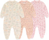 Newborn Baby 2-Way Zipper Romper Cotton One-Piece Jumsuit 3-Pack, 0-24 Months