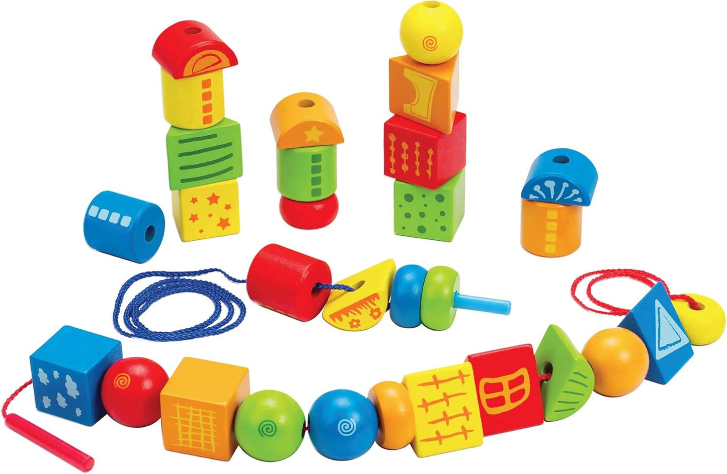 String along Ss Wooden Block Toddler Lacing Toy