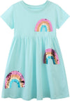 Toddler Summer Dress, Little Girls Short Sleeve Cotton Casual Dresses Clothes 2-8 Years