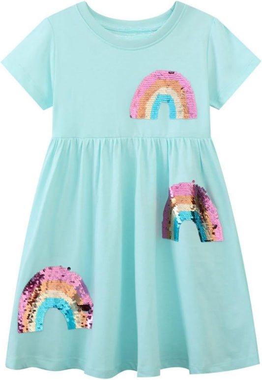 Toddler Summer Dress, Little Girls Short Sleeve Cotton Casual Dresses Clothes 2-8 Years