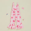Toddler Girl Bell-Bottom Jumpsuit Bow/Watermelon/Strawberry Square Neck Knotted Flare Pants Overalls Baby Summer Clothes