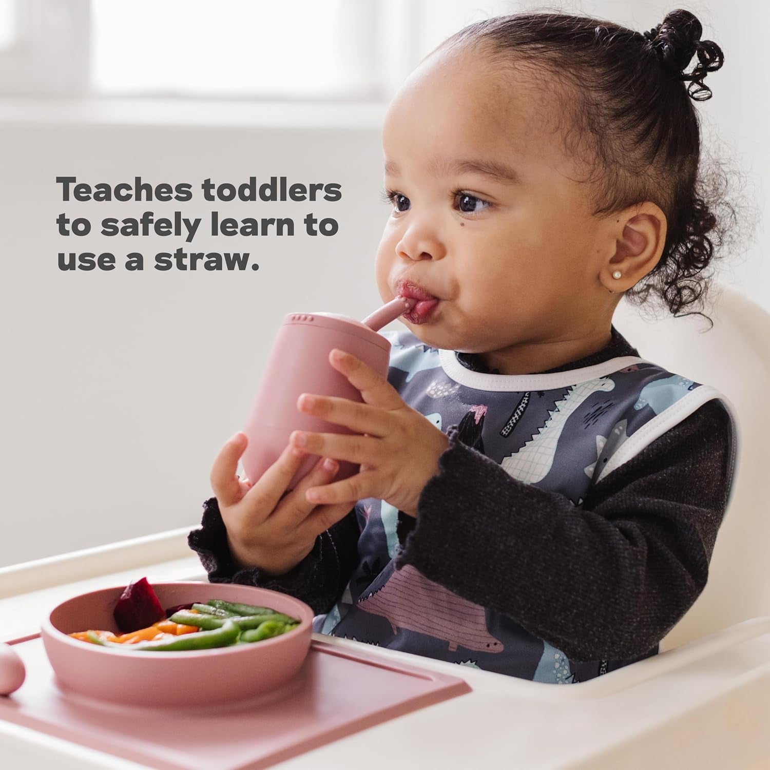 Mini Cup + Straw Training System (Sage) - 100% Silicone Training Cup for Infants + Toddlers - Designed by a Pediatric Feeding Specialist - 12 Months+