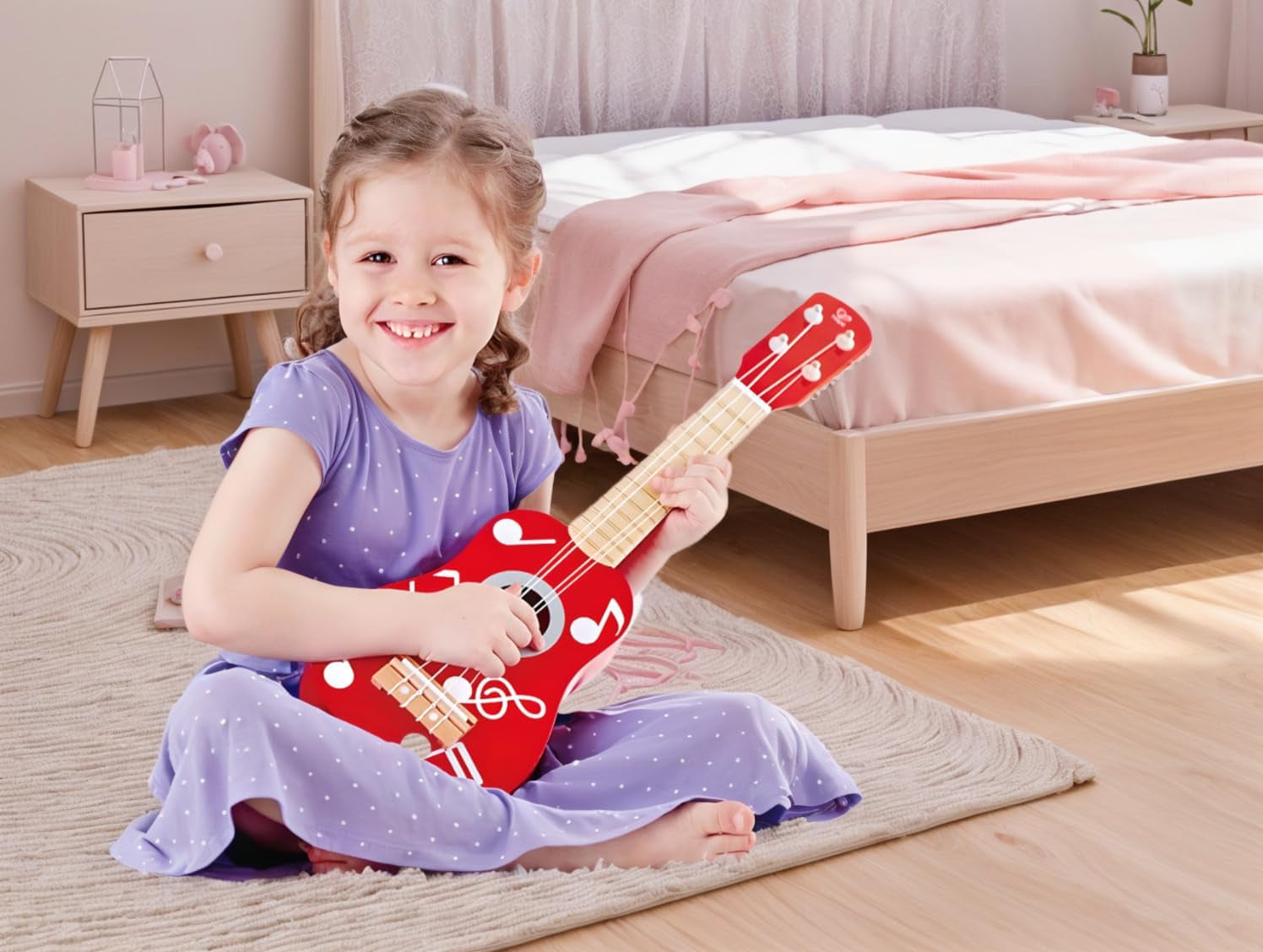 Kid'S Wooden Toy Ukulele in Multicolor