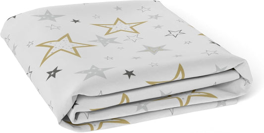 Baby 100% Breathable Cotton Percale Baby Crib Sheet, Fully Elasticized - Made in Canada 28" X 52" Multi Golden Star