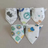 5Pcs/Lot Baby Bibs Triangle Double Cotton Bibs Cartoon Print Saliva Towel Baby Boys Girls Feeding Apron Cotton Bandana Bibs