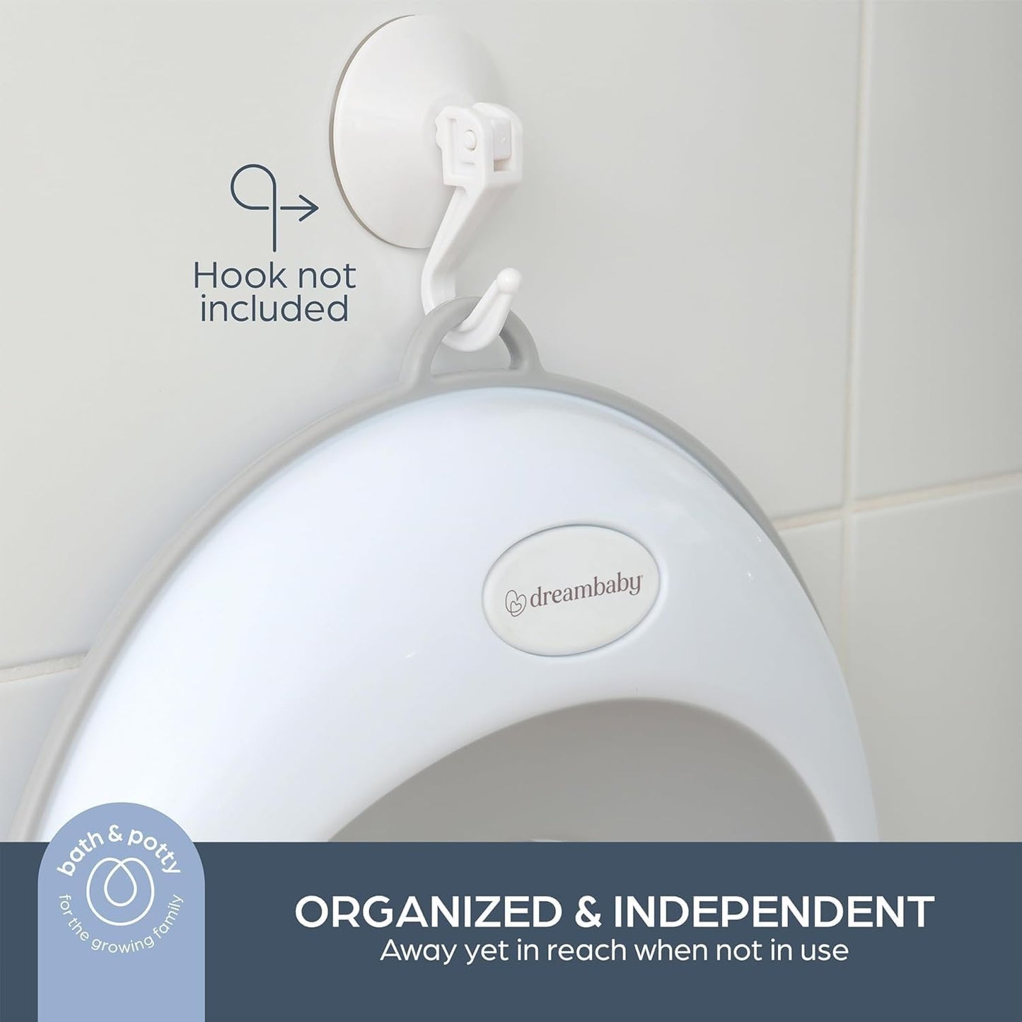 Ezy-Potty Toilet Seat Topper - Toddler Potty Training Toilet Seat Attachment - Non-Slip and Great for Travel, Grey