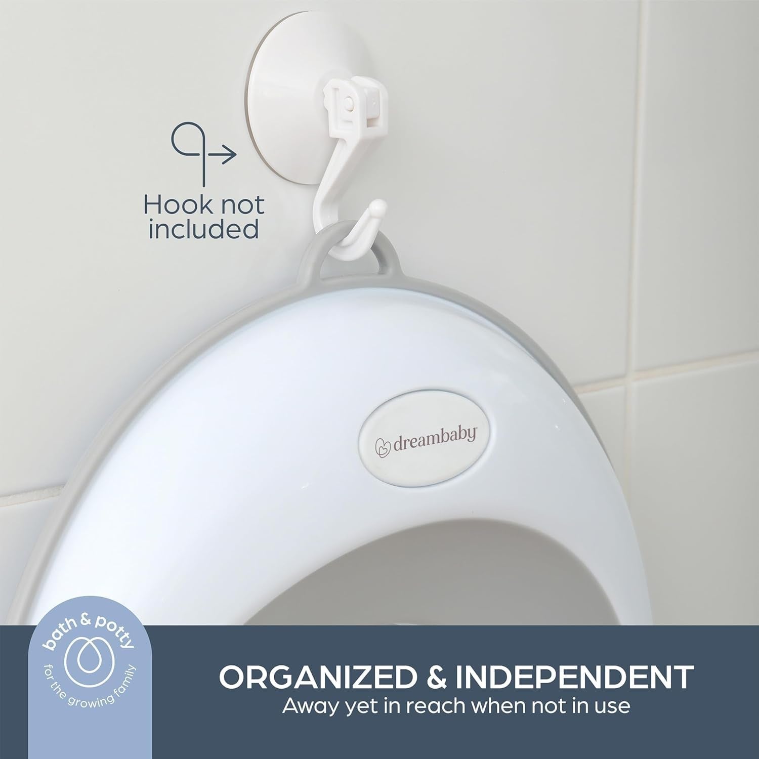 Ezy-Potty Toilet Seat Topper - Toddler Potty Training Toilet Seat Attachment - Non-Slip and Great for Travel, Grey