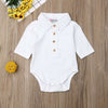 2019 Baby Summer Clothing Infant Baby Boy Gentleman Solid Formal Bodysuit Short Sleeve Turn down Collar Shirts Jumpsuit Set