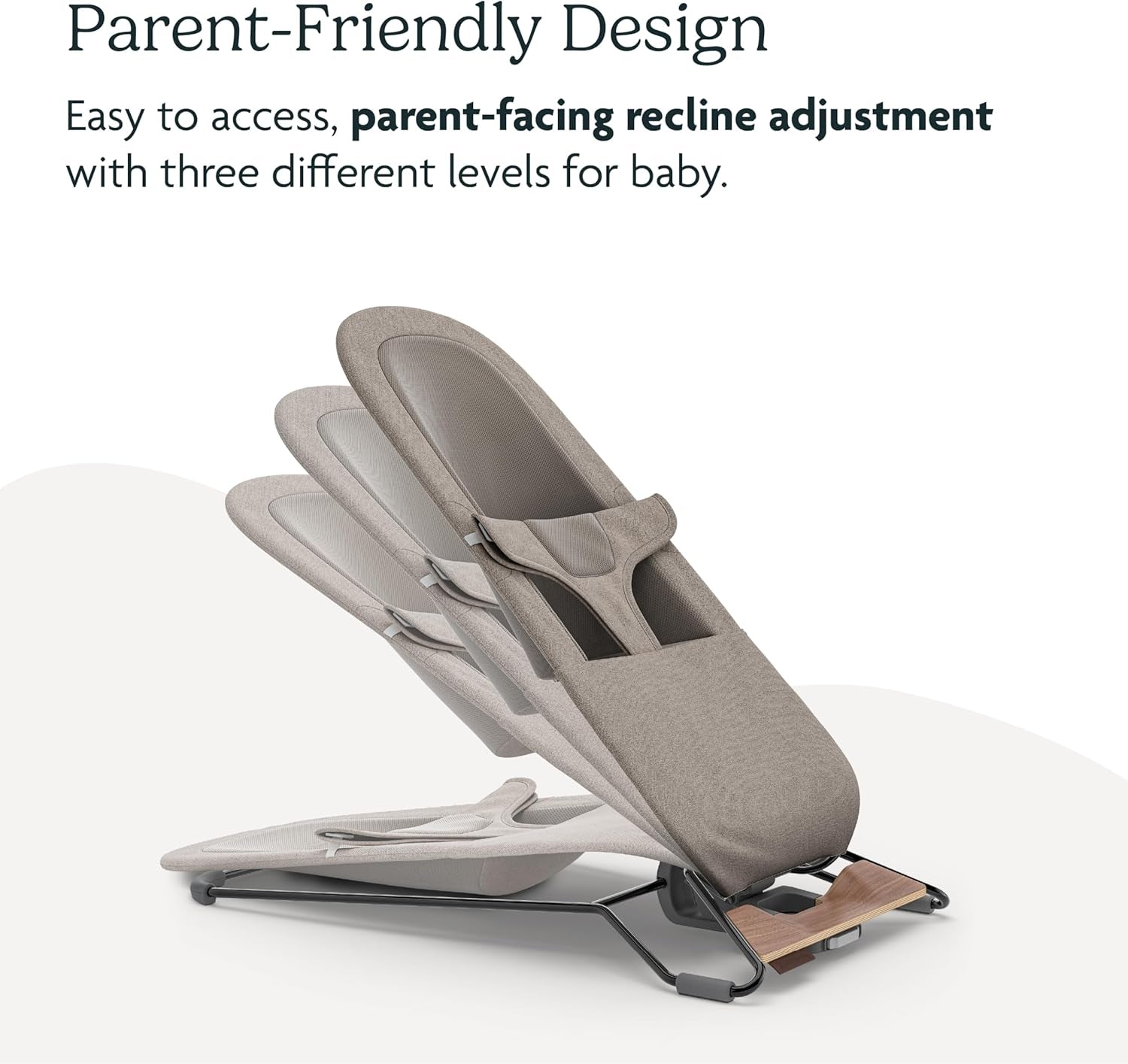 Mira Bouncer/Portable 2-In-1 Bouncer + Seat Grows with Your Baby/Greenguard® Gold, JPMA + FSC® Certified/Cozy Seat Liner + Storage Bag Included/Stella (Grey Mélange/Silver Chrome/Maple Wood)
