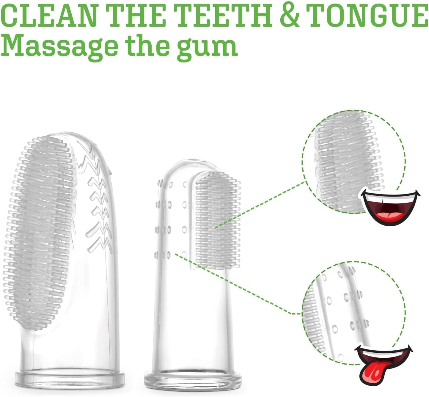 Silicone Baby Finger Toothbrush Set - Ultra Soft Bristles for Baby Oral Gum Cleaning| Baby Teething Training| Newborn Oral Massager, BPA Free,2Pk - 0M+Babies - Clear