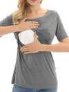 Maternity Women'S Simple Basic round Neck Maternity Nursing Tee, Comfort Soft Breathable Casual Crew Neck Short Sleeve Breastfeeding T-Shirt for Summer, Summer Outfits, Maternity Clothing for Daily Wear