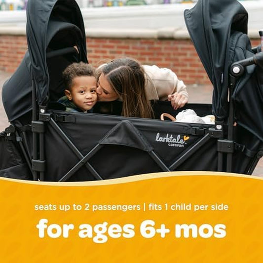 Caravan V3, Avalon Gray - Stroller/Wagon for Kids & Babies - Seats 2 Passengers or 200 Lbs. Total Weight Capacity. - Reclining Seats, Full-Coverage Sun Canopies, Height-Adjustable Handlebar