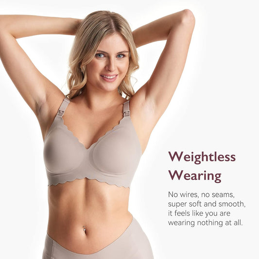 Nursing Bras for Breastfeeding, Jelly Strip Support Comfort Maternity Bra, Seamless Soft Wirefree Pregnancy Bra