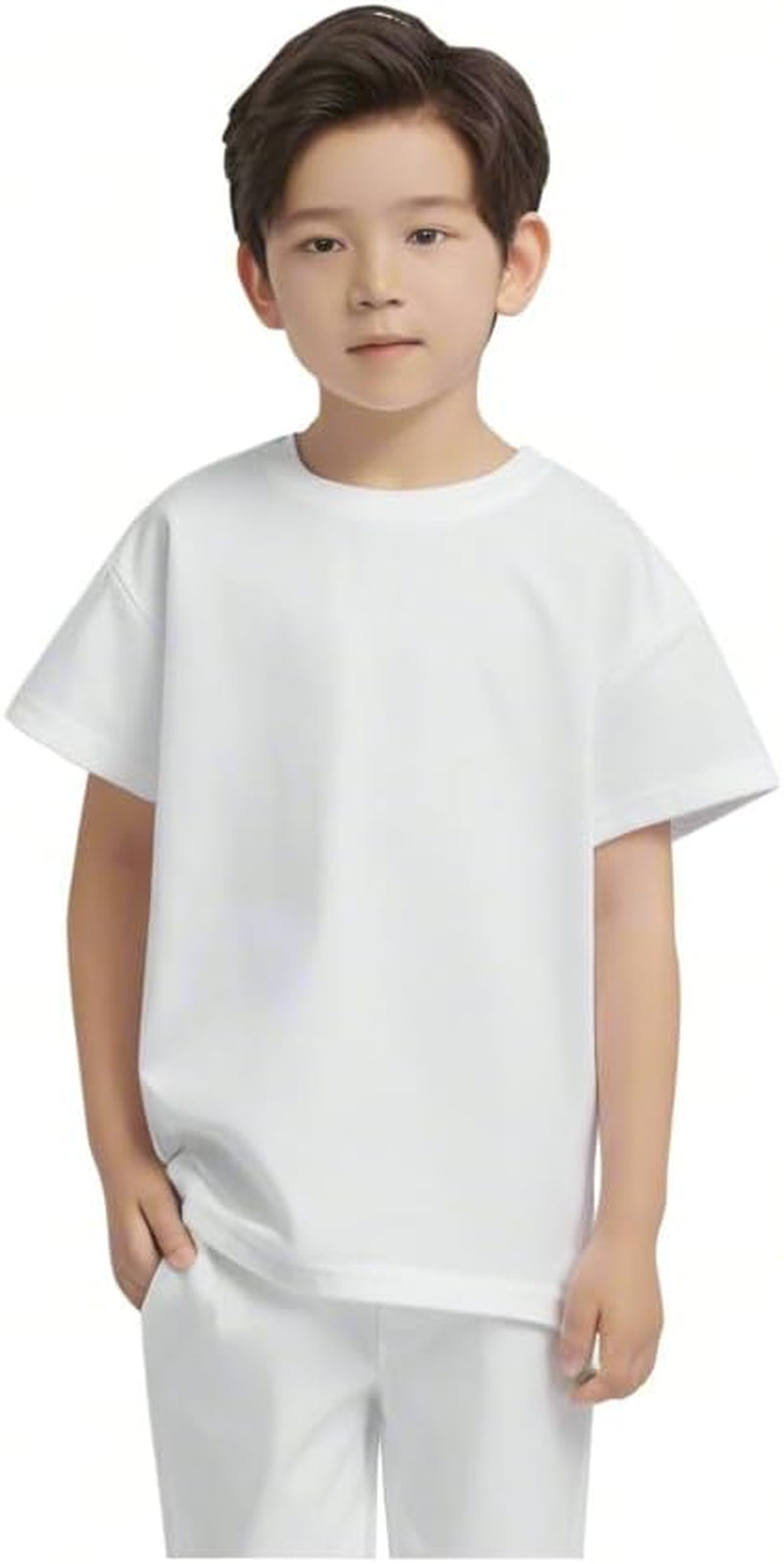Toddler Boys Cotton T-Shirts,Baby Summer Short Sleeve Solid Crewneck Tees