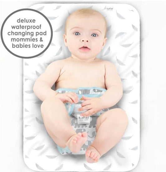 Deluxe Waterproof Changing Pad Liners - 20 X 30 Inches Baby Changing Table Liners - Baby Changing Pads - Diaper Changing Flat Liner Pad Waterproof Portable - Grey Feathers