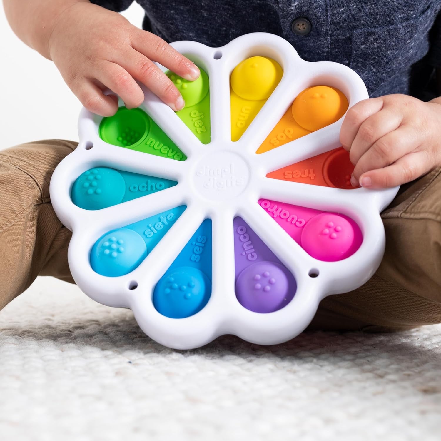 Dimpl Digits Toddler Toys; Popping Number Learning Sensory Preschool Toy for 2 Years+; Bilingual Spanish and English Fidget Toys