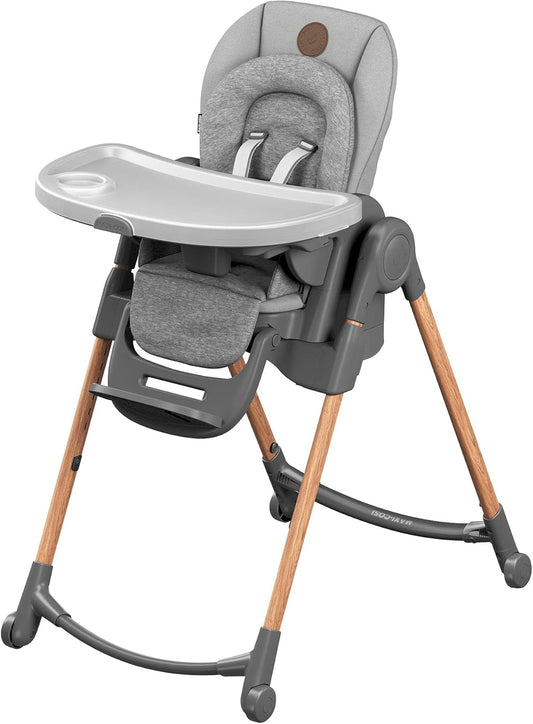 Minla 6-In-1 High Chair, Convertible, from Birth, Detachable Kitchen Booster Seat, Compact Fold, Easy to Clean, Essential Grey