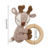 OOTDTY Crochet Elk Bunny Rattle Toys Wooden Baby Pram Clip Baby Gym Stroller Hanging Pendant Newborn Crib Mobile Rattle Toys
