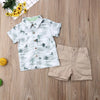 2024 Baby Summer Clothing Toddler Baby Boy Formal Suit Flower Dress Shirt+Shorts Bottom Beachwear 2Pcs Set Outfits Clothes 1-6T