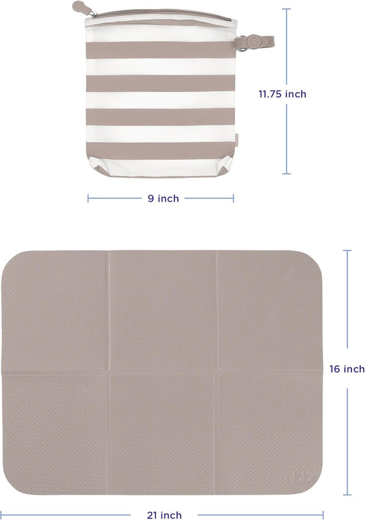 On-The-Go Folding Changing Baby Mat with Carrying Bag, Soft and Comfortable Diaper Bag Accessory Must Have for Newborns, Easy to Clean, Portable Changing Pad, Taupe