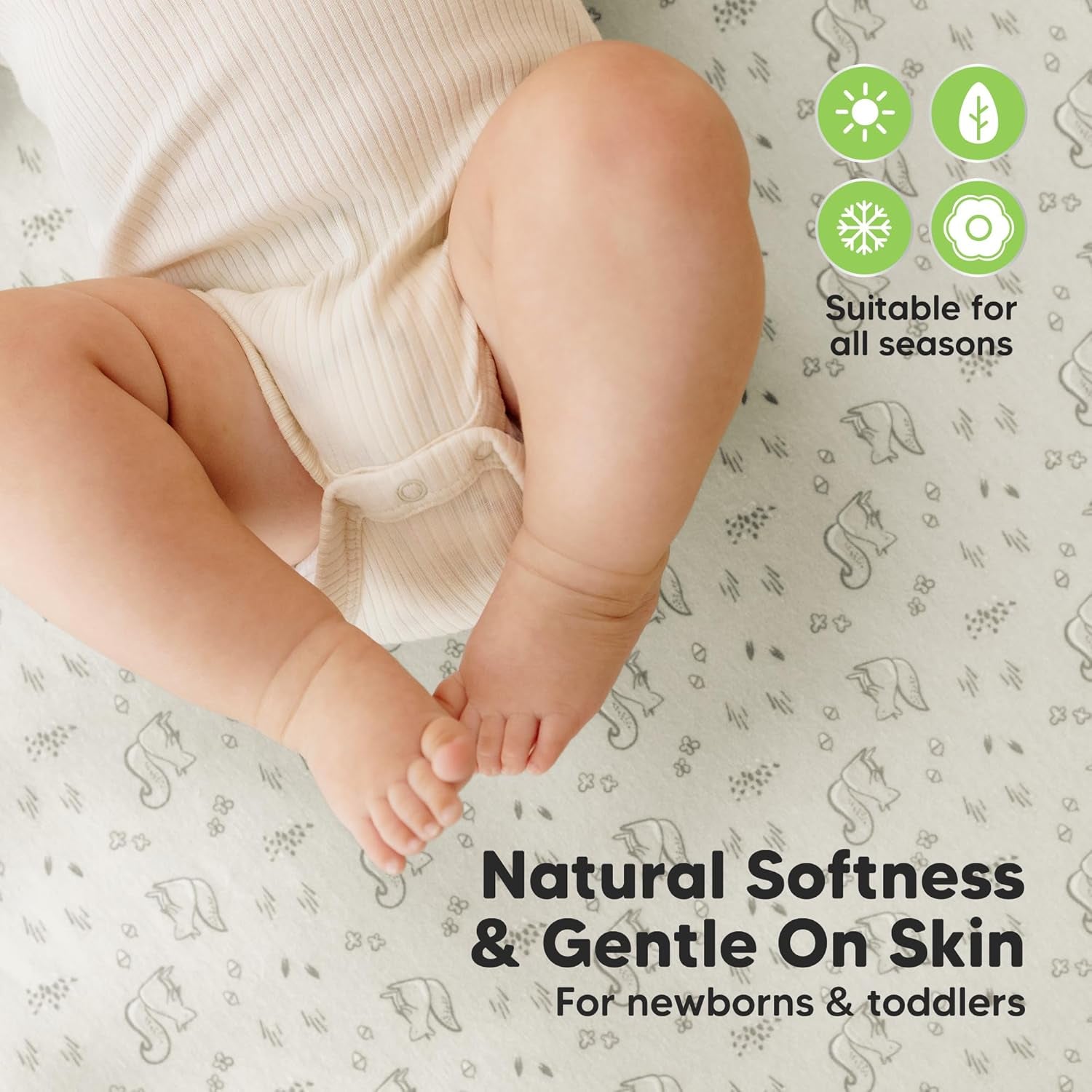 2-Pack Waterproof Crib Sheets for Girl, Boy - Organic Cotton Fitted Crib Sheets Neutral, Crib Mattress Protector Sheets, Soft Toddler Bed Sheets, Washable Infant Fitted Baby Crib Sheets (Pine Grove)