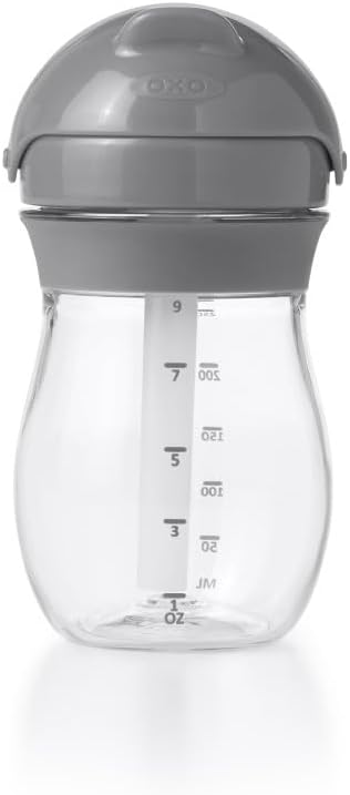 - Transitions Straw Cup - Spill-Proof No Mess - Transition from Bottle, Breast Feeding Sippy Cup - 9 Oz - Gray