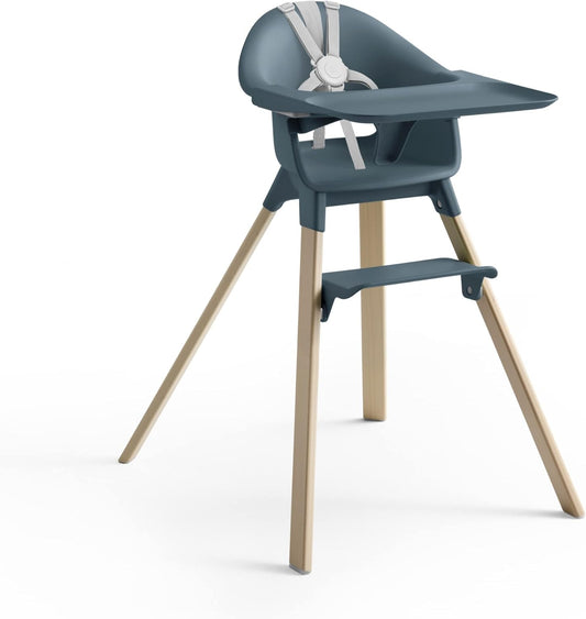 Clikk High Chair, Fjord Blue - All-In-One High Chair with Tray + Harness - Light, Durable & Travel Friendly - Ergonomic with Adjustable Features - Best for 6-36 Months or up to 33 Lbs