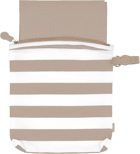 On-The-Go Folding Changing Baby Mat with Carrying Bag, Soft and Comfortable Diaper Bag Accessory Must Have for Newborns, Easy to Clean, Portable Changing Pad, Taupe