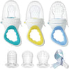 3 Pack Baby Feeder Fresh Fruit Food Feeder with 3 Different Size Silicone Pouch and 1 Pacifier Clips, Training Massaging Teether