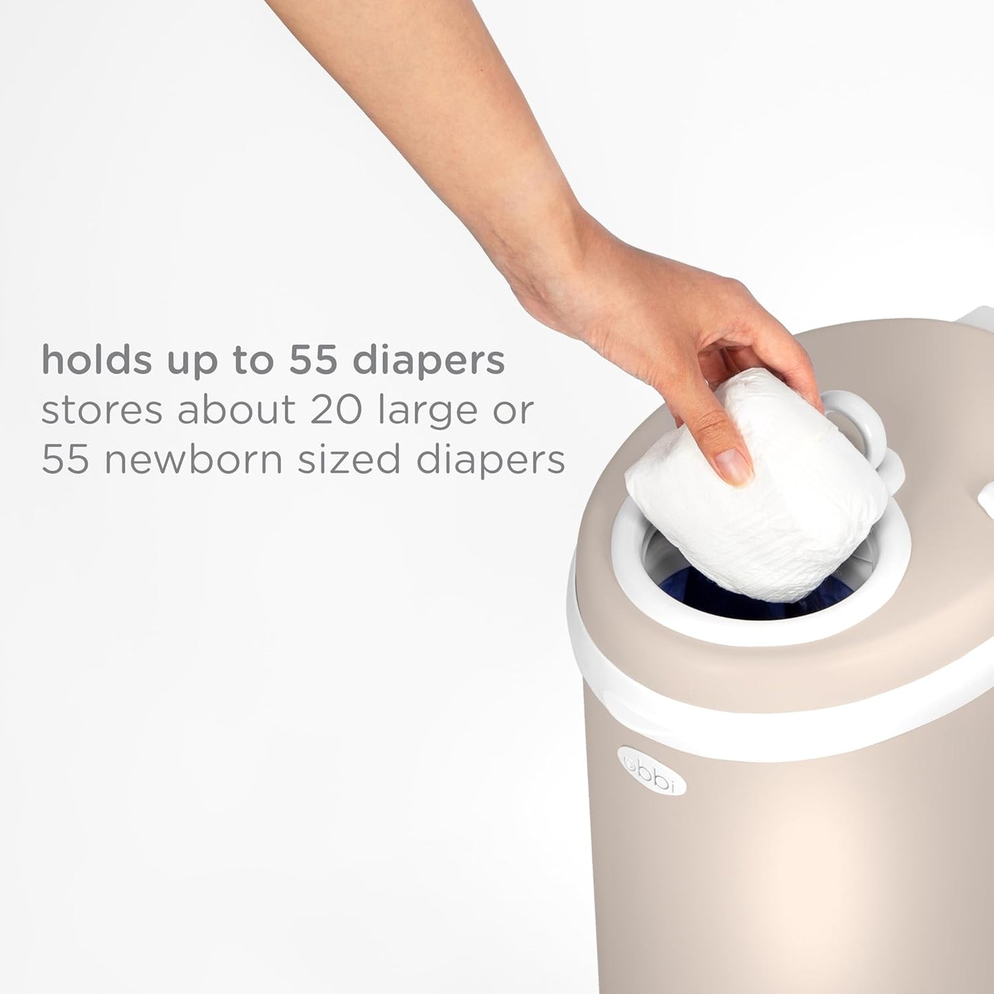 Steel Odor Locking, No Special Bag Required Money Saving, Awards-Winning, Modern Design Registry Must-Have Diaper Pail, Taupe