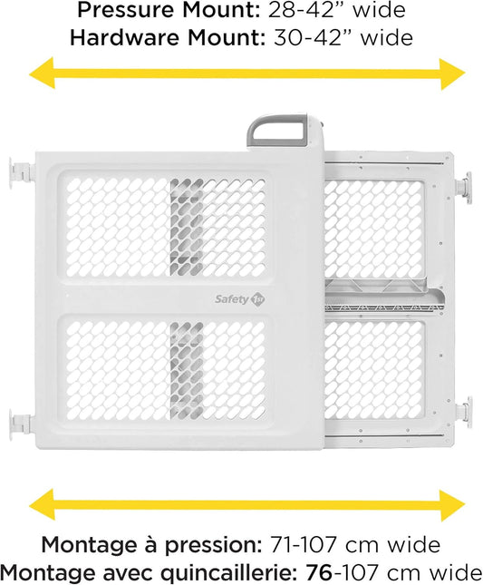 Lift, Lock and Swing Gate - Pressure or Hardware Installed, Fits Spaces between 28" and 42" Wide, 28" Tall, White