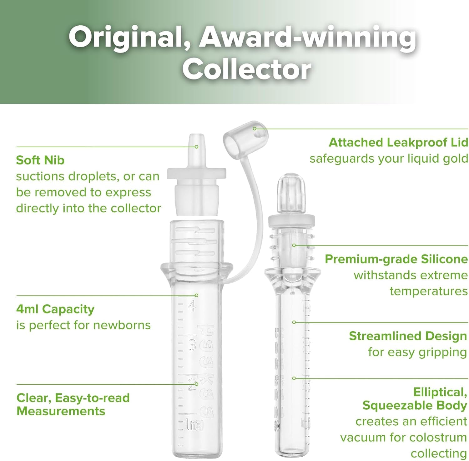 Colostrum Collector with Storage Case Set, Included 1 Pc Reusable Cotton Wipe and Storage Box (0.1Oz/4Ml, 6 Pcs)