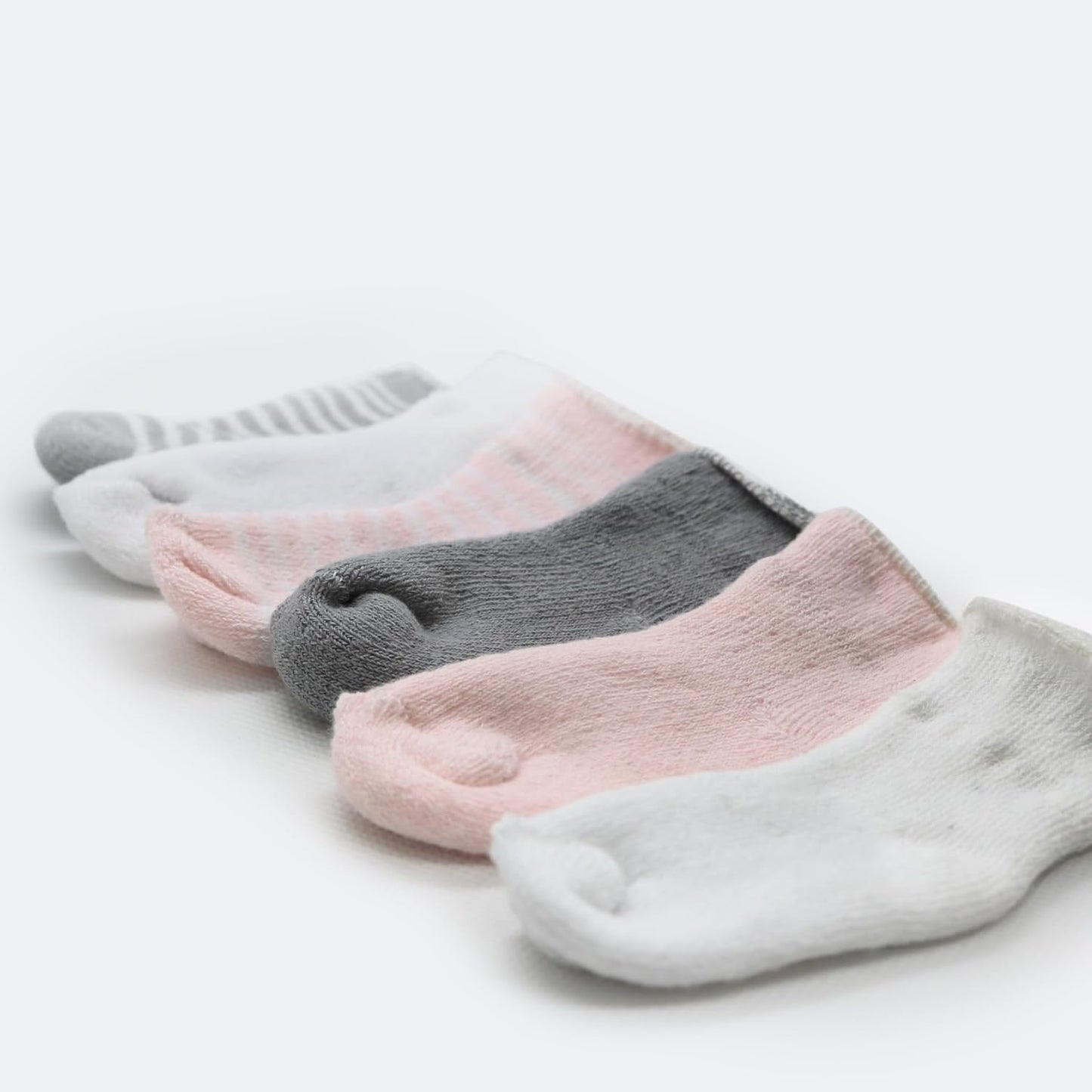6-Pack Terry Newborn Socks - Pink/Grey