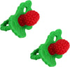 Razberry Silicone Baby Teether Toy - Berrybumps Soothe Babies Sore Gums - Infant Teething Toy - Hands Free Design - BPA Free - Easy-To-Hold Design - Teething Relief Pacifier - Fruit Shape (2-Pack, Red/Red)