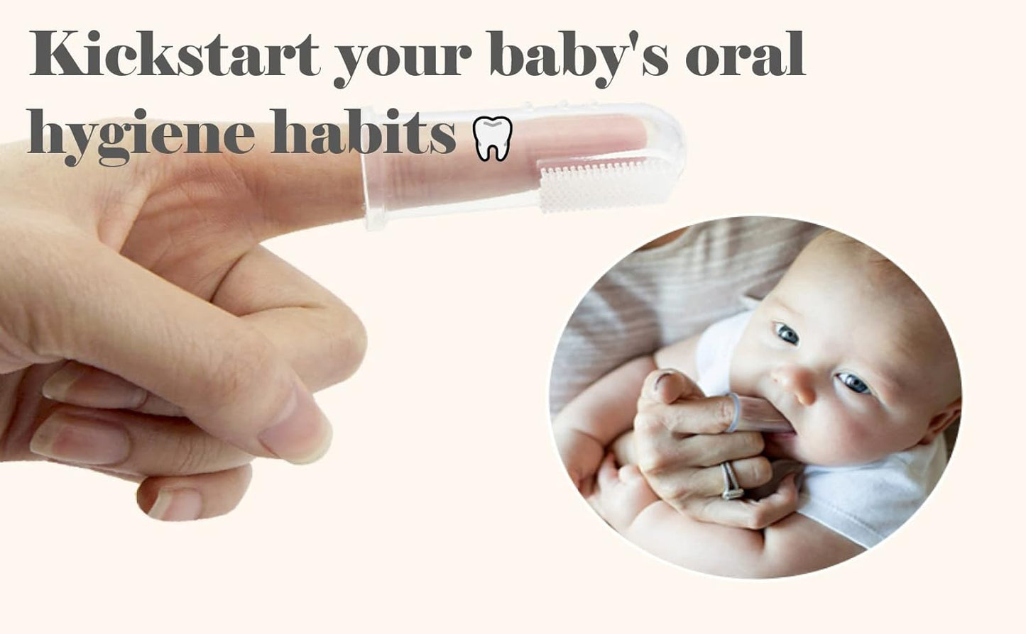 Silicone Baby Finger Toothbrush Set - Ultra Soft Bristles for Baby Oral Gum Cleaning| Baby Teething Training| Newborn Oral Massager, BPA Free,2Pk - 0M+Babies - Clear
