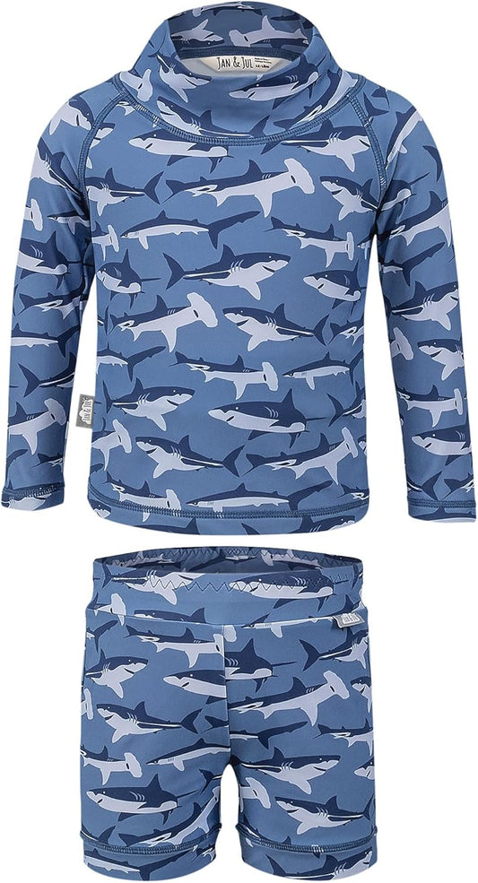 Long Sleeve 2-Pc UV Swim-Suit Set with Shorts (Baby, Toddler, Kids)