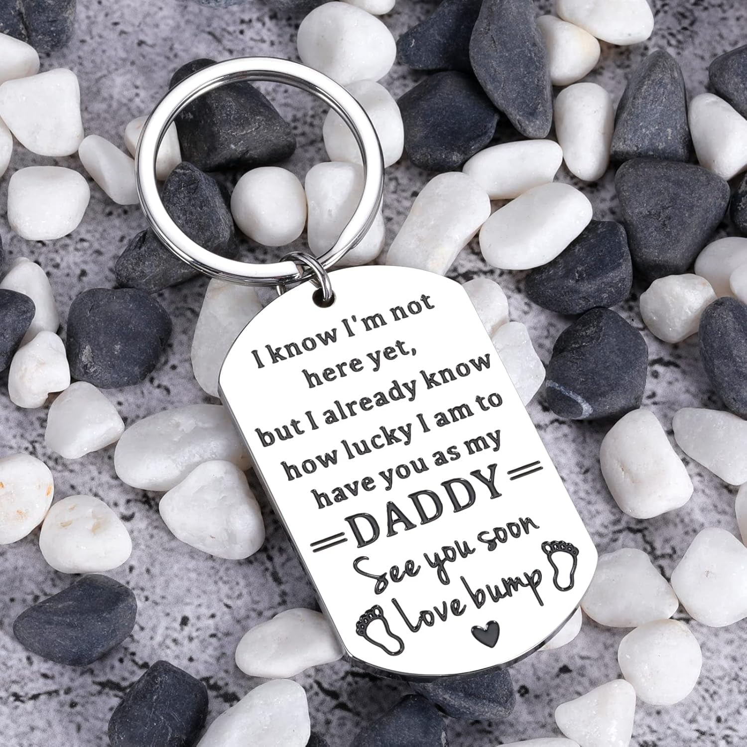 First Fathers Day for New Dad Gifts from Baby Boy Girl First Time Dad Daddy to Be Soon to Be Dad Keychain New Parents Pregnancy Announce Expecting Dad Gifts from Mom Wife Birthday Christmas