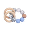Baby Beech Wood Teething Double Rings Leopard Print Silicone round Beads Bracelet for Nursing Baby Teether Rattle Toys BPA Free