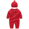 Autumn Newborn Girl Boy Knitted Jumpsuits Outfits Baby Rompers Caps Clothes Sets Winter Long Sleeve Toddler Infant Overalls 2Pcs