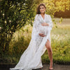 Boho Maternity Lace Dresses for Photo Shoot Pregnant Woman Photography Dress Maternity Photo Shooting Maxi Gown V-Neck