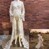 Long Train Maternity Photo Shoot Maxi Gown Dress Evening Party Costume Boho Beige Dresses for Pregnant Woman Props