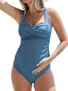 Women'S One Piece Maternity Swimsuit Pregnancy Bathing Suit Twist Ruched Wide Adjustable Straps