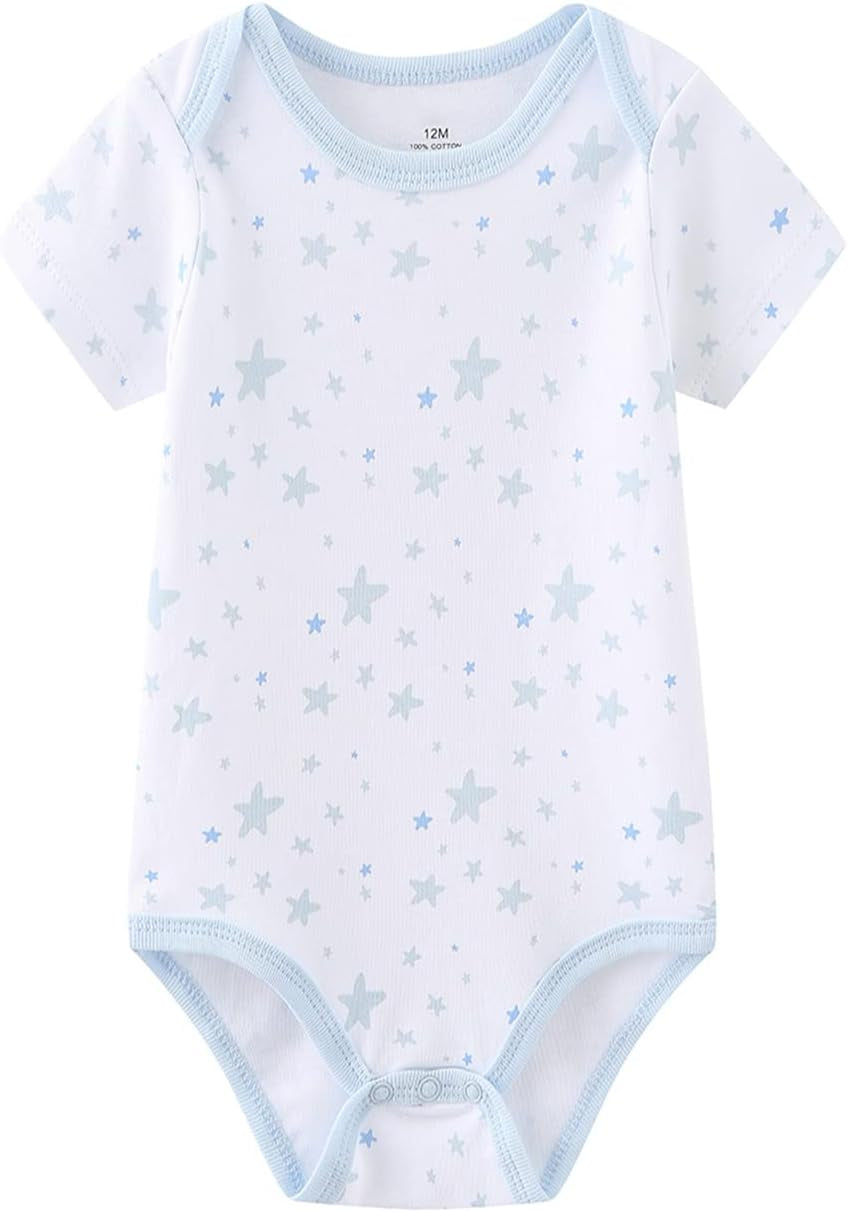 Unisex Newborn Bodysuits Infant Baby Clothes Short Sleeve One-Piece Cotton Bodysuit 5 Pack for Baby Boys and Girls