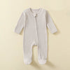 Organic Cotton Baby Rompers Waffle 100% Cotton Infant Boys Girls Jumpsuit Zipper Footed Solid Long-Sleeve Pajamas Sleepsuits