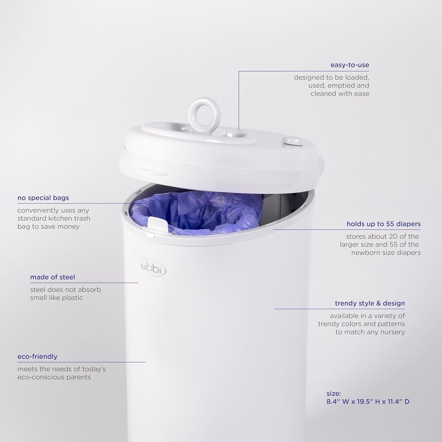Steel Odor Locking, No Special Bag Required Money Saving, Awards-Winning, Modern Design Registry Must-Have Diaper Pail, Taupe