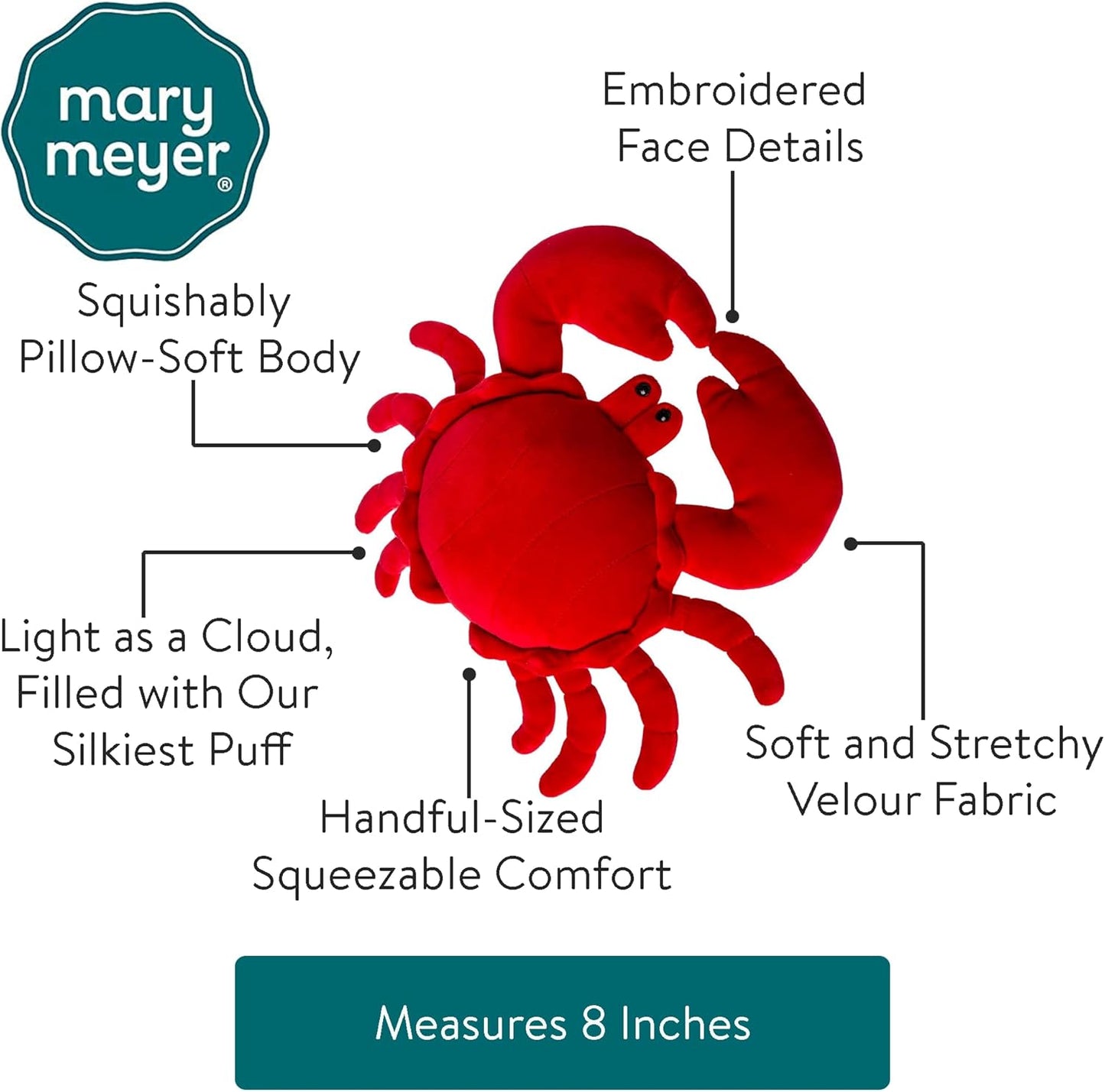 Smootheez Stuffed Animal Soft Toy, 8-Inches, Red Crab