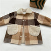 80-130 Cm Winter Girls Long Thick Warm Plaid Fleece Coat Baby Kids Children Clothes Jacket Outerwear