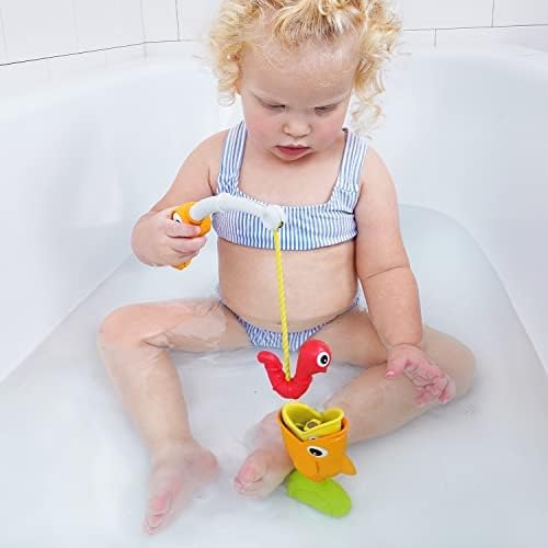Fishing Bath Toy - 4-Piece Set with 3 Magnetic Fish, Each Offering Unique Actions - Perfect for Swimming Pool or Bathtub Fun for Ages 2+ ( Close Box)